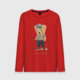 Мужской лонгслив хлопок с принтом Плюшевый медведь стильный в Новосибирске, 100% хлопок |  | Тематика изображения на принте: 