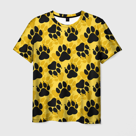 Мужская футболка 3D с принтом Dogs paws в Кировске, 100% полиэфир | прямой крой, круглый вырез горловины, длина до линии бедер | Тематика изображения на принте: 