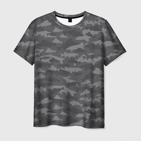 Мужская футболка 3D с принтом Тёмный камуфляж из рыб в Кировске, 100% полиэфир | прямой крой, круглый вырез горловины, длина до линии бедер | 