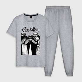 Мужская пижама хлопок с принтом Cypress hill all в Новосибирске, 100% хлопок | брюки и футболка прямого кроя, без карманов, на брюках мягкая резинка на поясе и по низу штанин
 | Тематика изображения на принте: 