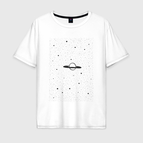 Мужская футболка хлопок Oversize с принтом Планета Сатурн в Петрозаводске, 100% хлопок | свободный крой, круглый ворот, “спинка” длиннее передней части | Тематика изображения на принте: 