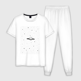 Мужская пижама хлопок с принтом Планета Сатурн в Петрозаводске, 100% хлопок | брюки и футболка прямого кроя, без карманов, на брюках мягкая резинка на поясе и по низу штанин
 | Тематика изображения на принте: 