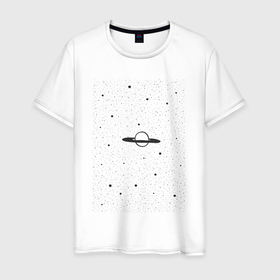 Мужская футболка хлопок с принтом Планета Сатурн в Рязани, 100% хлопок | прямой крой, круглый вырез горловины, длина до линии бедер, слегка спущенное плечо. | 