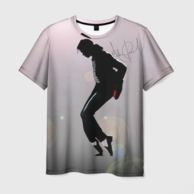 Мужская футболка 3D с принтом Майкл Джексон под прожекторами    с автографом в Санкт-Петербурге, 100% полиэфир | прямой крой, круглый вырез горловины, длина до линии бедер | 