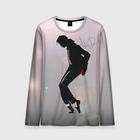 Мужской лонгслив 3D с принтом Майкл Джексон под прожекторами    с автографом в Тюмени, 100% полиэстер | длинные рукава, круглый вырез горловины, полуприлегающий силуэт | 