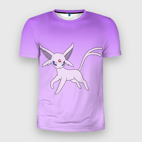 Мужская футболка 3D Slim с принтом Espeon Pokemon   розовая кошка покемон в Белгороде, 100% полиэстер с улучшенными характеристиками | приталенный силуэт, круглая горловина, широкие плечи, сужается к линии бедра | 