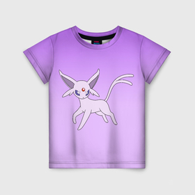 Детская футболка 3D с принтом Espeon Pokemon   розовая кошка покемон в Тюмени, 100% гипоаллергенный полиэфир | прямой крой, круглый вырез горловины, длина до линии бедер, чуть спущенное плечо, ткань немного тянется | 