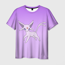 Мужская футболка 3D с принтом Espeon Pokemon   розовая кошка покемон в Белгороде, 100% полиэфир | прямой крой, круглый вырез горловины, длина до линии бедер | 