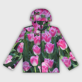 Женская ветровка 3D с принтом Розово белые тюльпаны ,  |  | Тематика изображения на принте: 