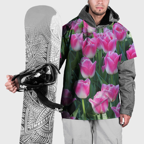 Накидка на куртку 3D с принтом Розово белые тюльпаны в Петрозаводске, 100% полиэстер |  | Тематика изображения на принте: 