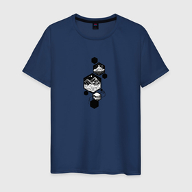 Мужская футболка хлопок с принтом Горные хребты в Санкт-Петербурге, 100% хлопок | прямой крой, круглый вырез горловины, длина до линии бедер, слегка спущенное плечо. | 
