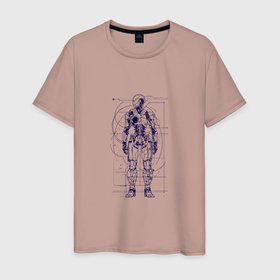 Мужская футболка хлопок с принтом Чертеж андроида в Тюмени, 100% хлопок | прямой крой, круглый вырез горловины, длина до линии бедер, слегка спущенное плечо. | Тематика изображения на принте: 