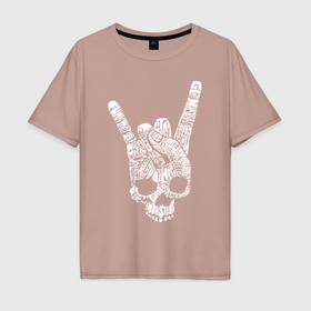 Мужская футболка хлопок Oversize с принтом Metal skull direction в Санкт-Петербурге, 100% хлопок | свободный крой, круглый ворот, “спинка” длиннее передней части | 