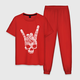 Мужская пижама хлопок с принтом Metal skull direction в Петрозаводске, 100% хлопок | брюки и футболка прямого кроя, без карманов, на брюках мягкая резинка на поясе и по низу штанин
 | 