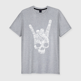 Мужская футболка хлопок Slim с принтом Metal skull direction в Екатеринбурге, 92% хлопок, 8% лайкра | приталенный силуэт, круглый вырез ворота, длина до линии бедра, короткий рукав | 