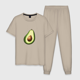Мужская пижама хлопок с принтом Сочный авокадо , 100% хлопок | брюки и футболка прямого кроя, без карманов, на брюках мягкая резинка на поясе и по низу штанин
 | 