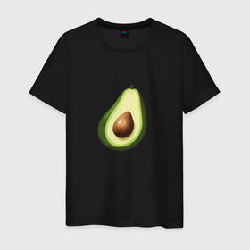 Мужская футболка хлопок с принтом Сочный авокадо , 100% хлопок | прямой крой, круглый вырез горловины, длина до линии бедер, слегка спущенное плечо. | 
