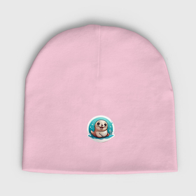 Мужская шапка демисезонная с принтом Маленький милый тюлень в Курске,  |  | Тематика изображения на принте: 