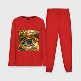 Мужская пижама с лонгсливом хлопок с принтом Золотой глаз металлический в стиле стимпанк ,  |  | Тематика изображения на принте: 