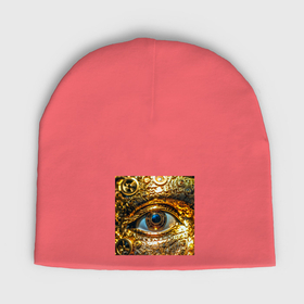 Мужская шапка демисезонная с принтом Золотой глаз металлический в стиле стимпанк в Тюмени,  |  | Тематика изображения на принте: 