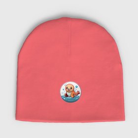 Мужская шапка демисезонная с принтом Маленький милый тюлень в Курске,  |  | Тематика изображения на принте: 
