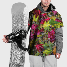 Накидка на куртку 3D с принтом Осенние листья разноцветные в Екатеринбурге, 100% полиэстер |  | 