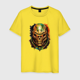 Мужская футболка хлопок с принтом Doom slayer skull , 100% хлопок | прямой крой, круглый вырез горловины, длина до линии бедер, слегка спущенное плечо. | 