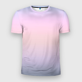 Мужская футболка 3D Slim с принтом Нежный градиент сиреневый персиковый в Новосибирске, 100% полиэстер с улучшенными характеристиками | приталенный силуэт, круглая горловина, широкие плечи, сужается к линии бедра | 