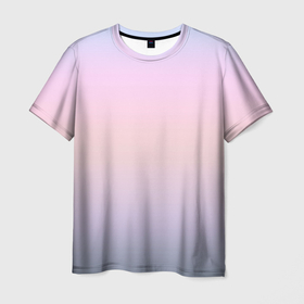 Мужская футболка 3D с принтом Нежный градиент сиреневый персиковый в Кировске, 100% полиэфир | прямой крой, круглый вырез горловины, длина до линии бедер | Тематика изображения на принте: 