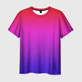 Мужская футболка 3D с принтом Градиент красный розовый и синий в Петрозаводске, 100% полиэфир | прямой крой, круглый вырез горловины, длина до линии бедер | Тематика изображения на принте: 