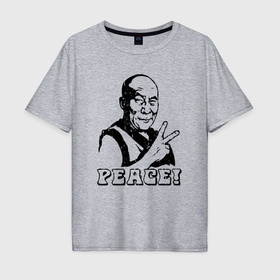 Мужская футболка хлопок Oversize с принтом Далай лама в Екатеринбурге, 100% хлопок | свободный крой, круглый ворот, “спинка” длиннее передней части | 