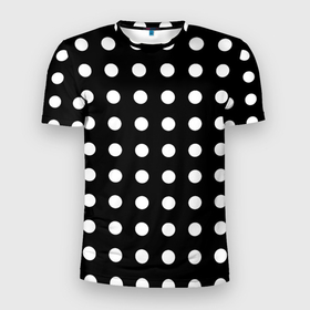 Мужская футболка 3D Slim с принтом Белый горошек в Кировске, 100% полиэстер с улучшенными характеристиками | приталенный силуэт, круглая горловина, широкие плечи, сужается к линии бедра | 