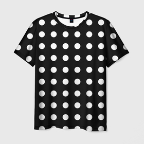 Мужская футболка 3D с принтом Белый горошек в Петрозаводске, 100% полиэфир | прямой крой, круглый вырез горловины, длина до линии бедер | 