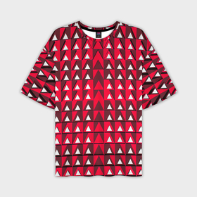 Мужская футболка oversize 3D с принтом Белые треугольники на красном фоне в Кировске,  |  | Тематика изображения на принте: 