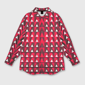 Мужская рубашка oversize 3D с принтом Белые треугольники на красном фоне в Кировске,  |  | Тематика изображения на принте: 