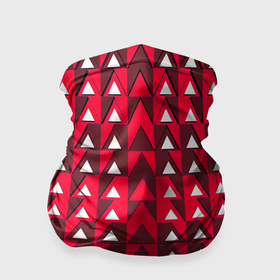 Бандана-труба 3D с принтом Белые треугольники на красном фоне в Тюмени, 100% полиэстер, ткань с особыми свойствами — Activecool | плотность 150‒180 г/м2; хорошо тянется, но сохраняет форму | 