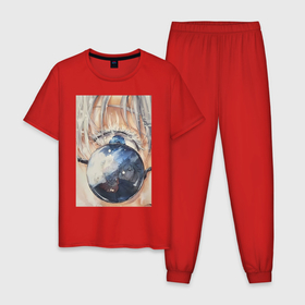 Мужская пижама хлопок с принтом Годжо Сатору Юдзи Итадори в Белгороде, 100% хлопок | брюки и футболка прямого кроя, без карманов, на брюках мягкая резинка на поясе и по низу штанин
 | 