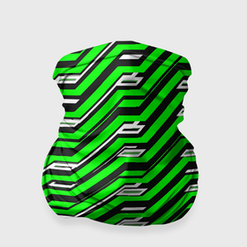 Бандана-труба 3D с принтом Чёрно зелёный линейный узор киберпанк в Новосибирске, 100% полиэстер, ткань с особыми свойствами — Activecool | плотность 150‒180 г/м2; хорошо тянется, но сохраняет форму | 