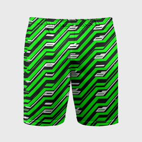 Мужские шорты спортивные с принтом Чёрно зелёный линейный узор киберпанк в Кировске,  |  | Тематика изображения на принте: 