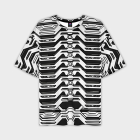 Мужская футболка oversize 3D с принтом Чёрно белая киберпанк броня в Екатеринбурге,  |  | Тематика изображения на принте: 