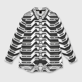 Мужская рубашка oversize 3D с принтом Чёрно белая киберпанк броня в Екатеринбурге,  |  | Тематика изображения на принте: 