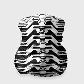 Бандана-труба 3D с принтом Чёрно белая киберпанк броня в Кировске, 100% полиэстер, ткань с особыми свойствами — Activecool | плотность 150‒180 г/м2; хорошо тянется, но сохраняет форму | 