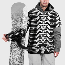 Накидка на куртку 3D с принтом Чёрно белая киберпанк броня в Кировске, 100% полиэстер |  | 