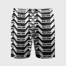 Мужские шорты спортивные с принтом Чёрно белая киберпанк броня в Новосибирске,  |  | 