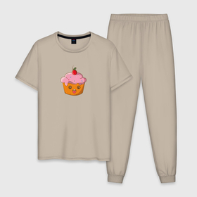 Мужская пижама хлопок с принтом Безумный кекс , 100% хлопок | брюки и футболка прямого кроя, без карманов, на брюках мягкая резинка на поясе и по низу штанин
 | 
