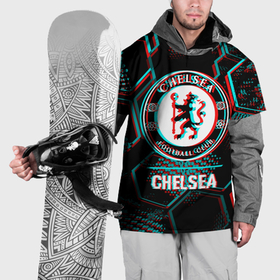 Накидка на куртку 3D с принтом Chelsea FC в стиле glitch на темном фоне в Санкт-Петербурге, 100% полиэстер |  | 