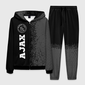 Мужской костюм 3D с принтом Ajax sport на темном фоне по вертикали в Ухте, 100% полиэстер | Манжеты и пояс оформлены тканевой резинкой, двухслойный капюшон со шнурком для регулировки, карманы спереди | 