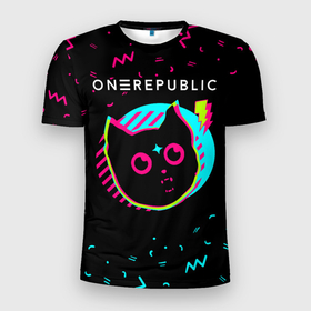 Мужская футболка 3D Slim с принтом OneRepublic   rock star cat , 100% полиэстер с улучшенными характеристиками | приталенный силуэт, круглая горловина, широкие плечи, сужается к линии бедра | Тематика изображения на принте: 
