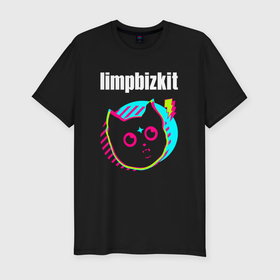 Мужская футболка хлопок Slim с принтом Limp Bizkit rock star cat в Кировске, 92% хлопок, 8% лайкра | приталенный силуэт, круглый вырез ворота, длина до линии бедра, короткий рукав | Тематика изображения на принте: 