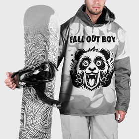 Накидка на куртку 3D с принтом Fall Out Boy рок панда на светлом фоне в Санкт-Петербурге, 100% полиэстер |  | 
